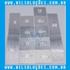 Kit Stencil 13 Peças iPhone  SE / 6 / 6 Plus / 6s / 6s Plus / 7 / 7 Plus / 8 / 8 Plus / X / Xs / Xs Max / Xr 